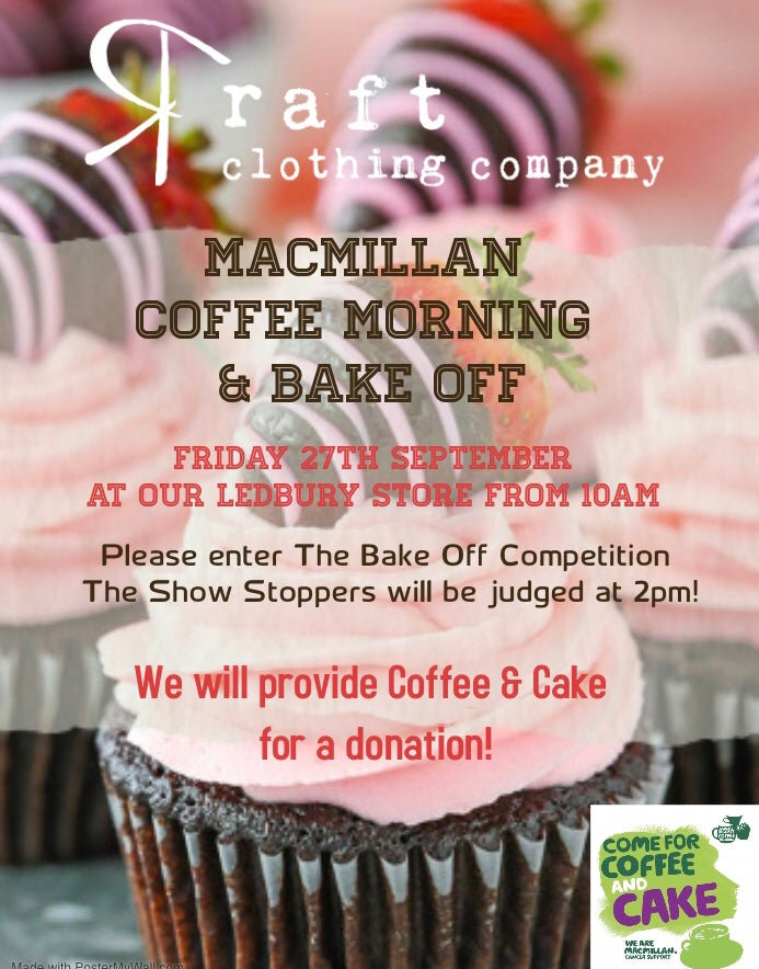 Macmillan Coffee Morning & Bake Off at Raft Ledbury