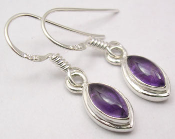 Amethyst Solid Silver Double Frames Tear Drop Earrings at 'r a f t clothing'