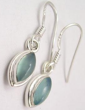 Chalcedony Solid Silver Double Frames Tear Drop Earrings at 'r a f t clothing'