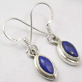 Lapis Lazuli Solid Silver Double Frames Tear Drop Earrings at 'r a f t clothing'