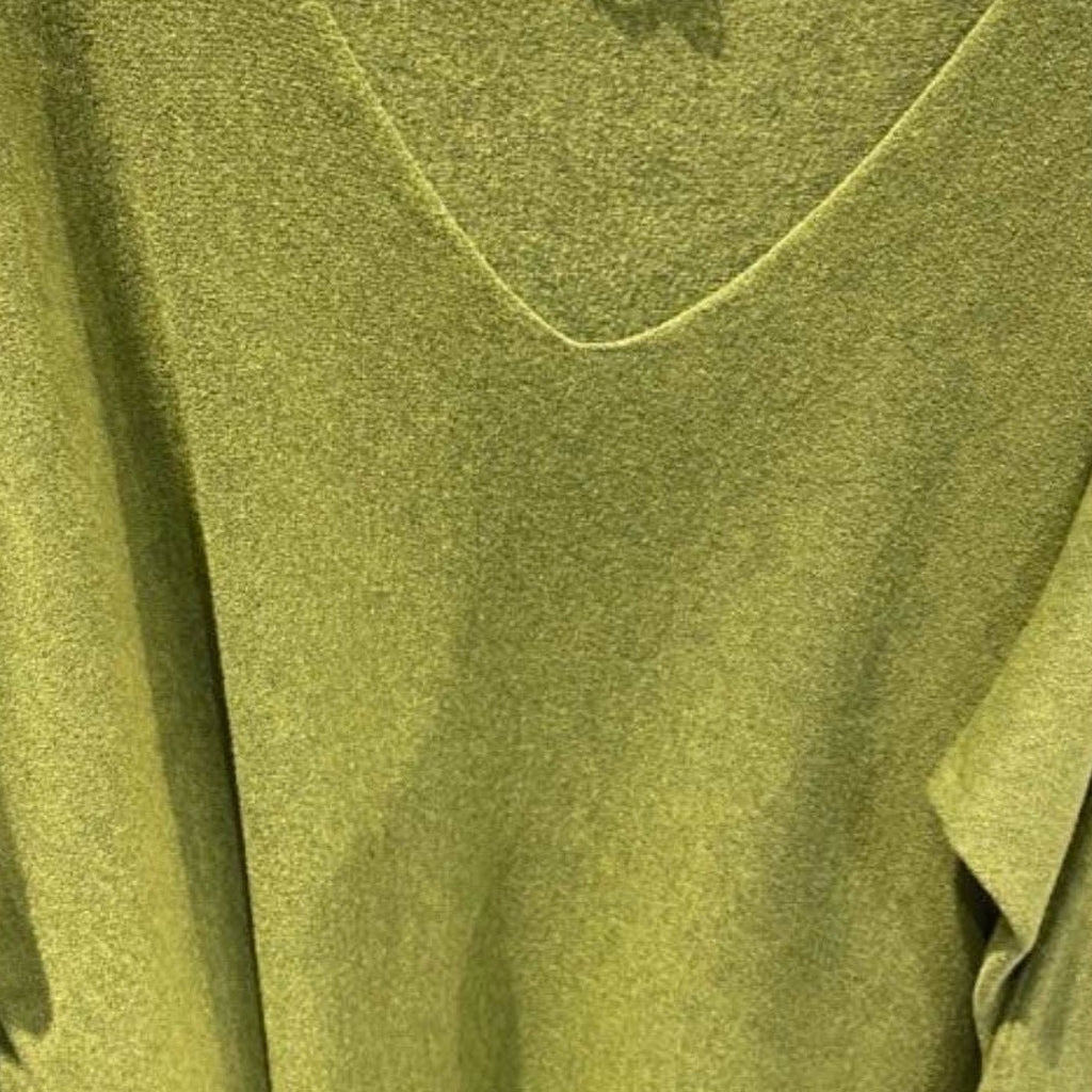 Cashmere Mix V Neck Knit in Shades of Green