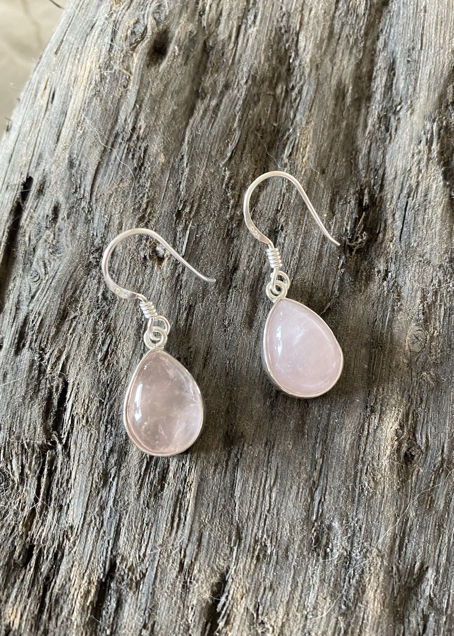 Rose quartz 2025 silver earrings